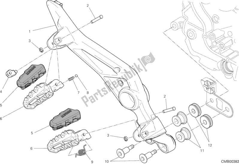 Tutte le parti per il Poggiapiedi, Giusto del Ducati Hypermotard 939 Thailand 2019